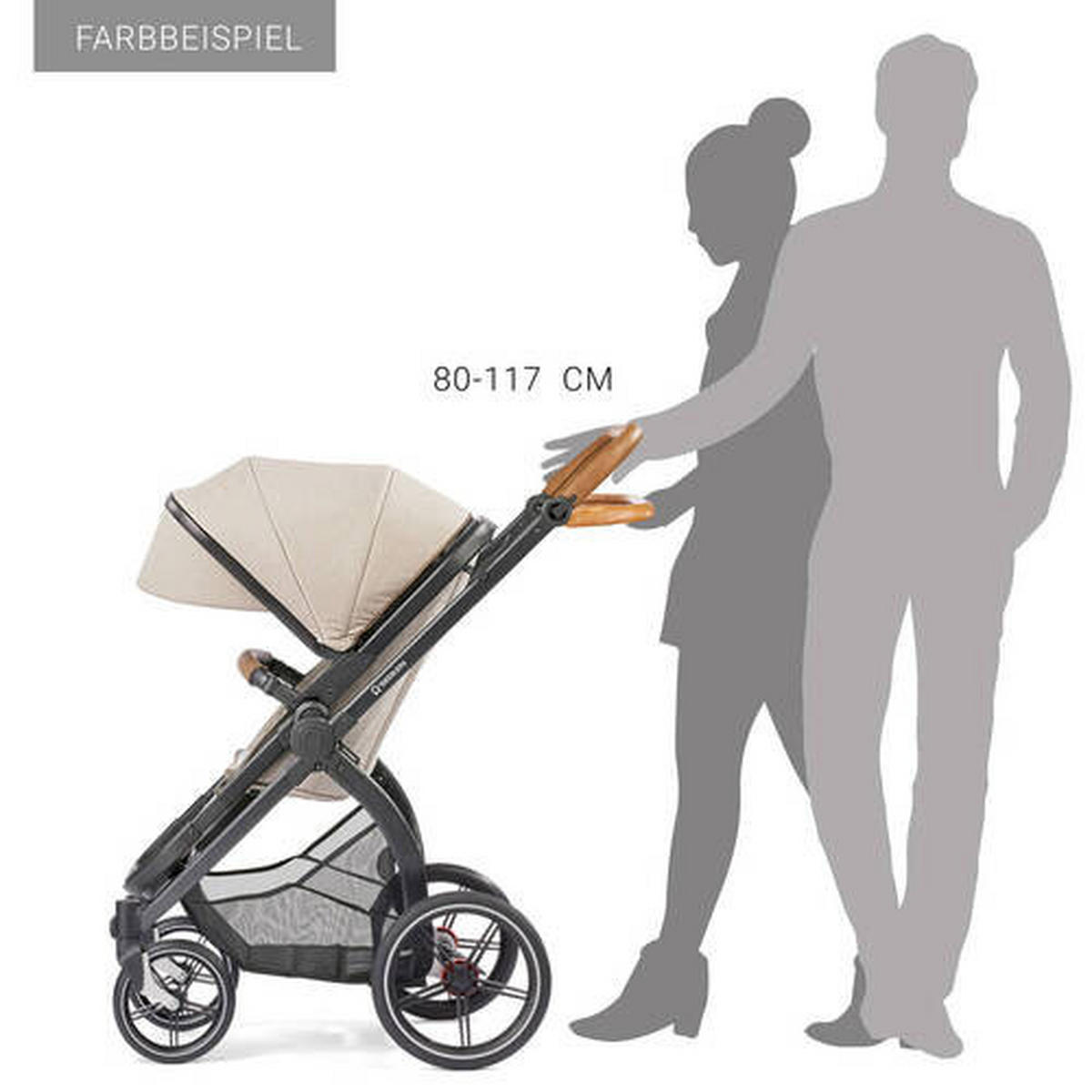 KINDERWAGENSET FX4 Life  - Dunkelbraun/Schwarz, Basics, Textil/Metall (57/129/100cm) - Gesslein
