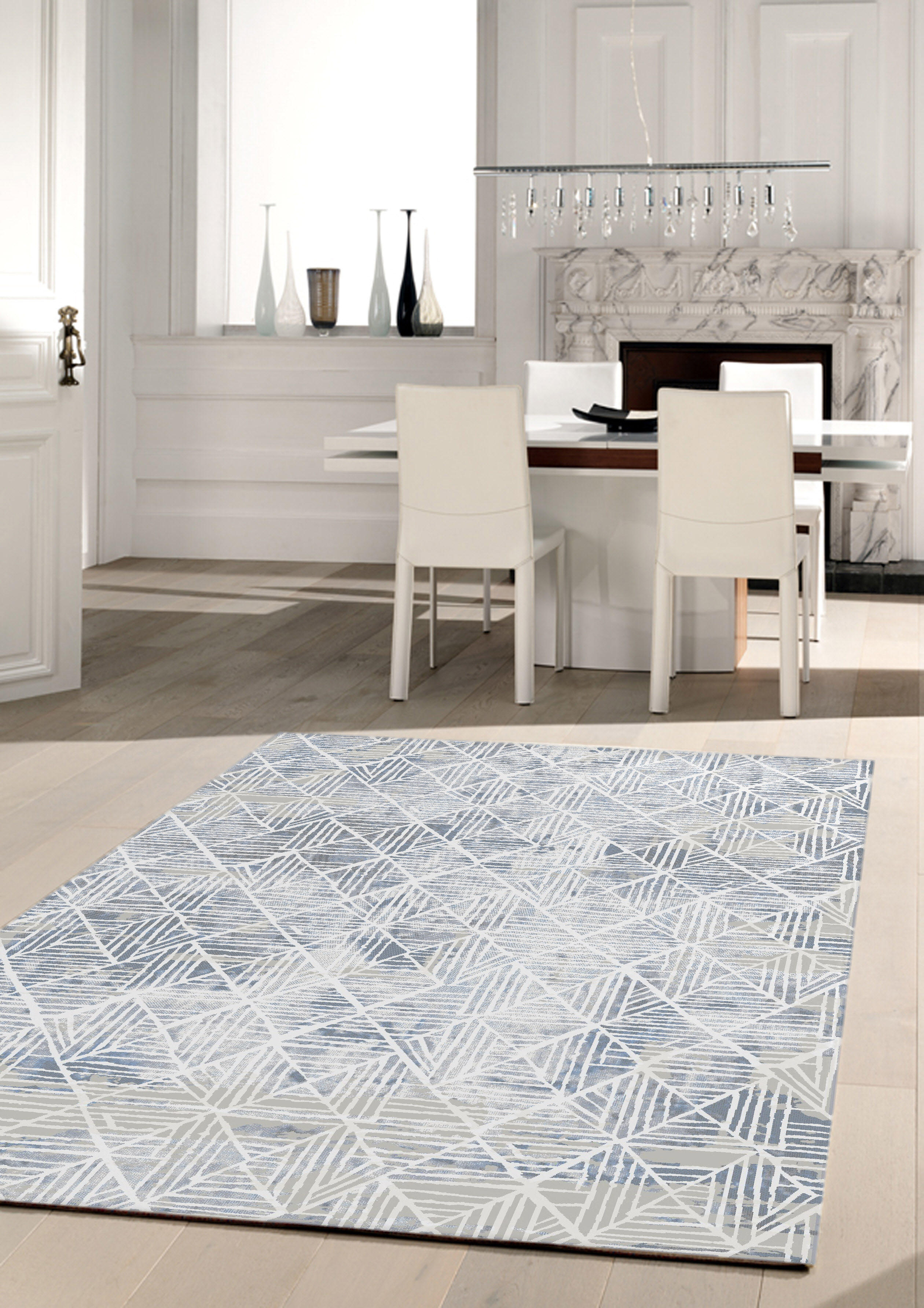 Szegett szőnyeg   - Fehér/Kék, Design, Textil (80/150cm) - Novel
