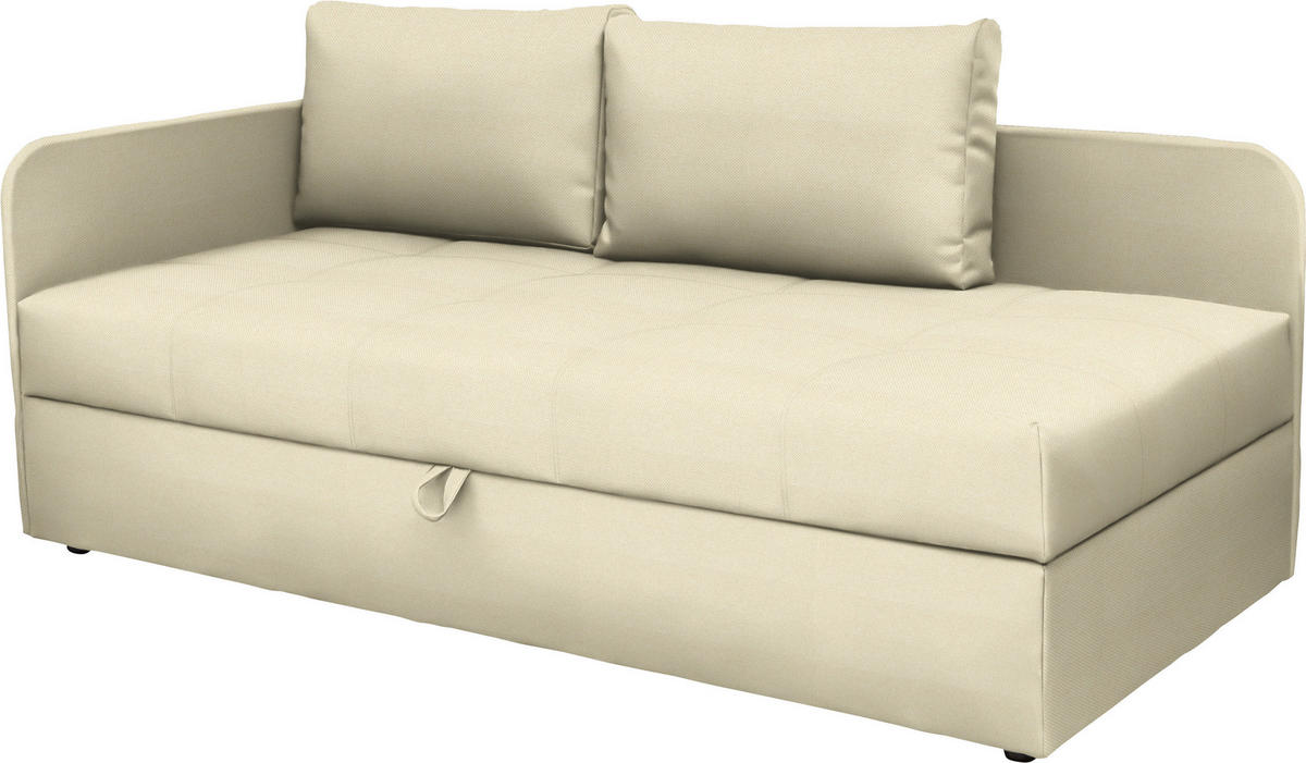 LEŽALNIK,  krem barve tekstil - črna/siva, Basics, umetna masa/tekstil (205/90/95cm) - Xora
