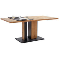 ESSTISCH 180/90/76 cm Echtholz, teilmassiv  Holz, Metall rechteckig Schwarz, Eichefarben  - Eichefarben/Anthrazit, Natur, Holz/Metall (180/90/76cm) - Linea Natura