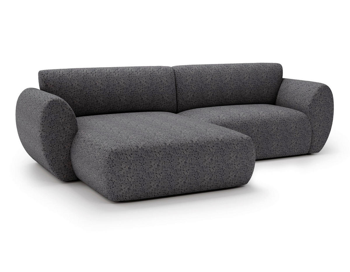 ECKSOFA SOLIS in Chenille Grau  170/288 cm  - Schwarz/Grau, Design, Kunststoff/Textil (170/288cm) - Livetastic
