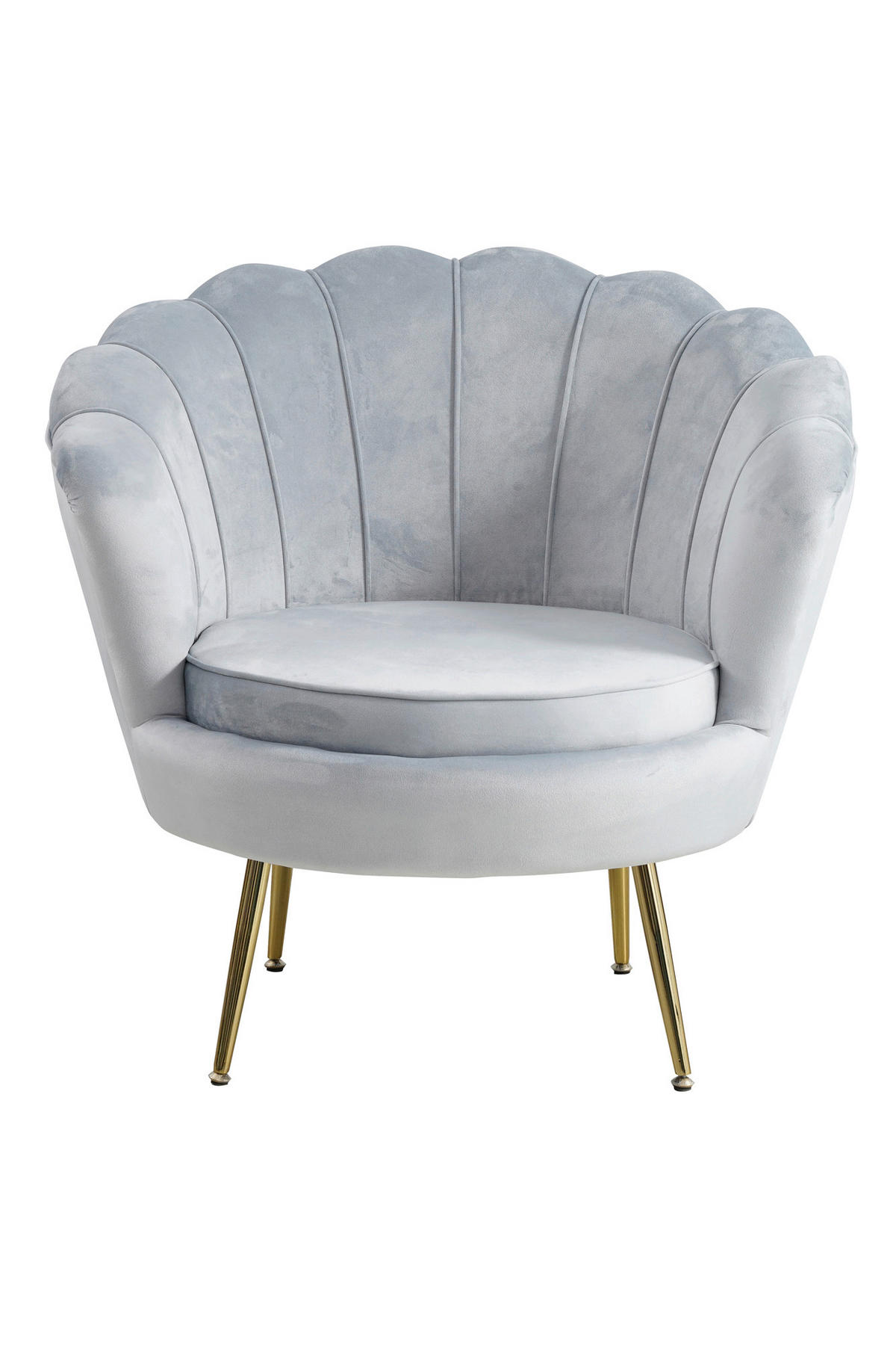 SESSEL in Samt Hellgrau  - Goldfarben/Hellgrau, MODERN, Textil/Metall (76/78/76cm) - Livetastic
