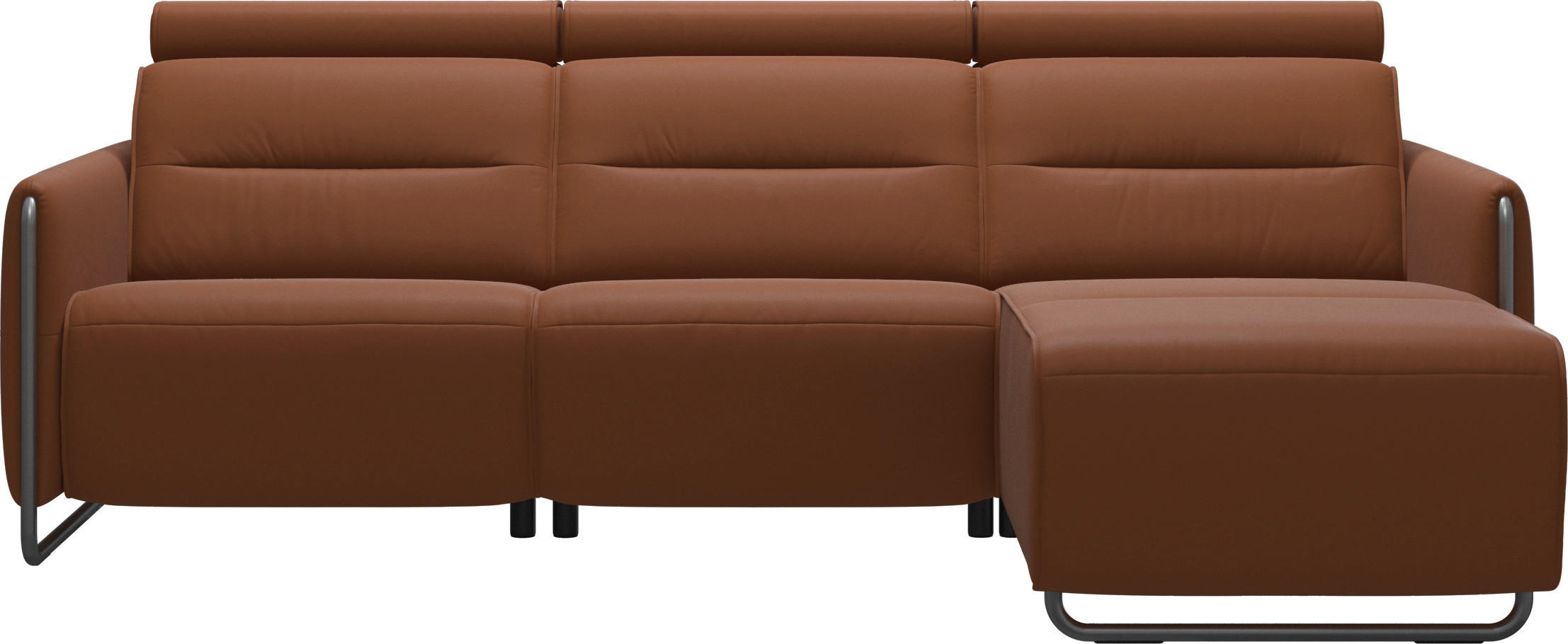 ECKSOFA in Echtleder Cognac  - Chromfarben/Cognac, Natur, Leder/Metall (248/184cm) - Stressless