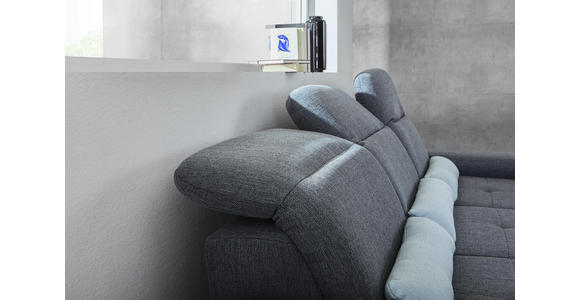 Wohnlandschaft inkl.Funktionen Grau, Hellblau Webstoff - Alufarben/Grau, KONVENTIONELL, Textil/Metall (286/216cm) - Cantus