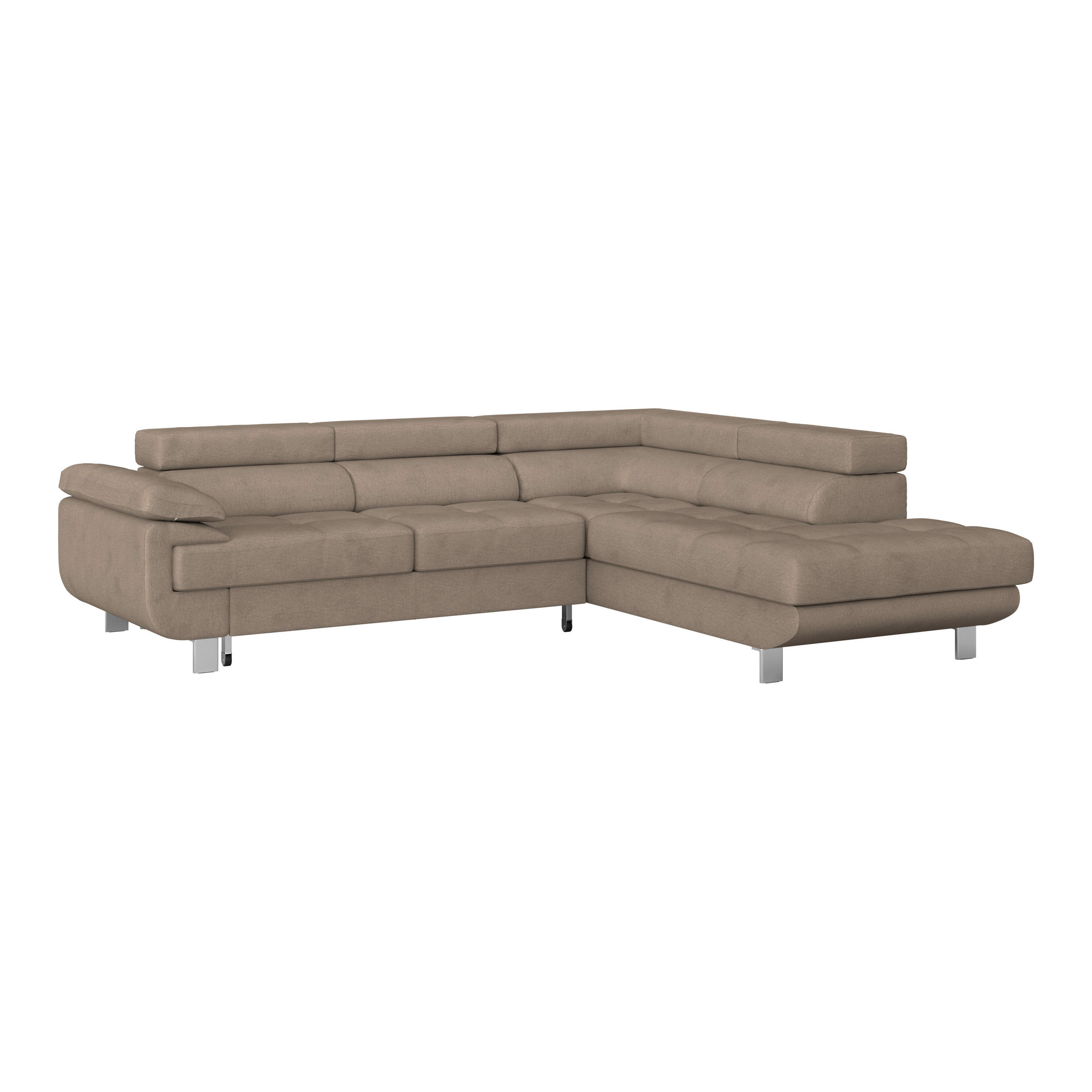Ecksofa mit Schlaffunktion Taupe Drell  - Taupe, MODERN, Textil/Metall (270/230cm) - MID.YOU