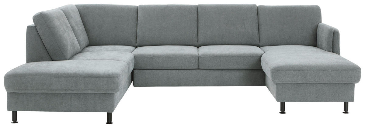 WOHNLANDSCHAFT in Webstoff Blaugrau  - Blaugrau/Schwarz, Konventionell, Textil/Metall (200/305/168cm) - Voleo