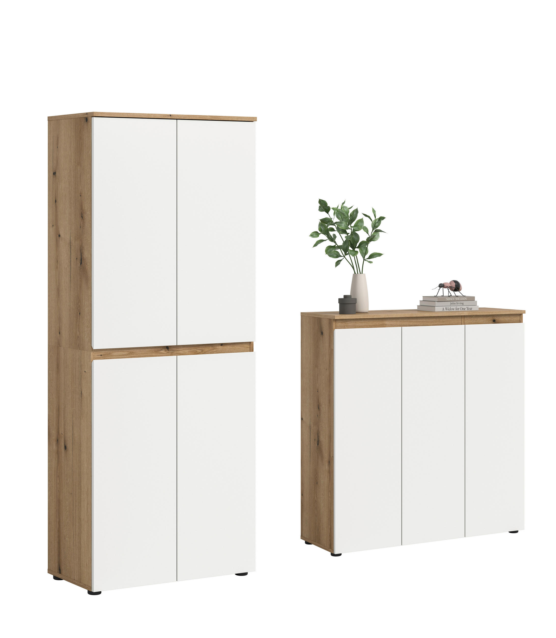 GARDEROBENSCHRANK  in 190/175/37 cm  - Eichefarben/Schwarz, Design, Holzwerkstoff/Kunststoff (190/175/37cm) - Livetastic