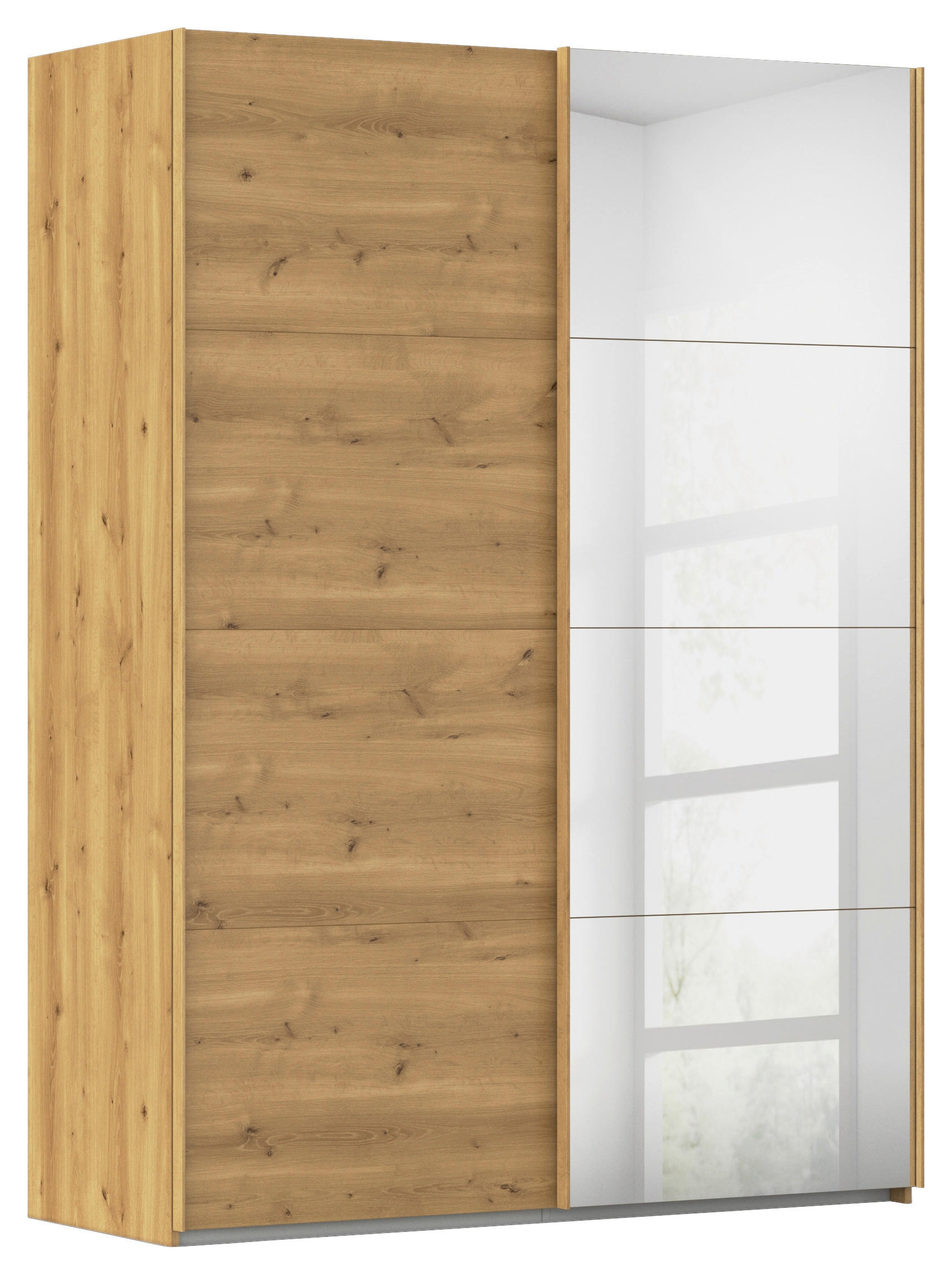 SCHWEBETÜRENSCHRANK 162/223/68 cm 2-türig Eichefarben  - Eichefarben, Design, Glas/Holzwerkstoff (162/223/68cm) - Novel