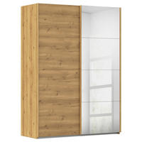 SCHWEBETÜRENSCHRANK 162/223/68 cm 2-türig Eichefarben  - Eichefarben, Design, Glas/Holzwerkstoff (162/223/68cm) - Novel