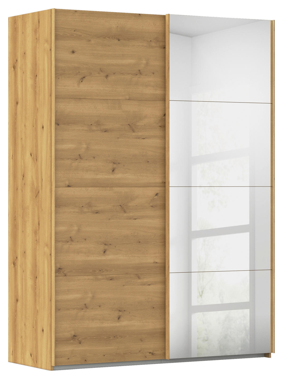 SCHWEBETÜRENSCHRANK 162/223/68 cm 2-türig Eichefarben  - Eichefarben, Design, Glas/Holzwerkstoff (162/223/68cm) - Novel