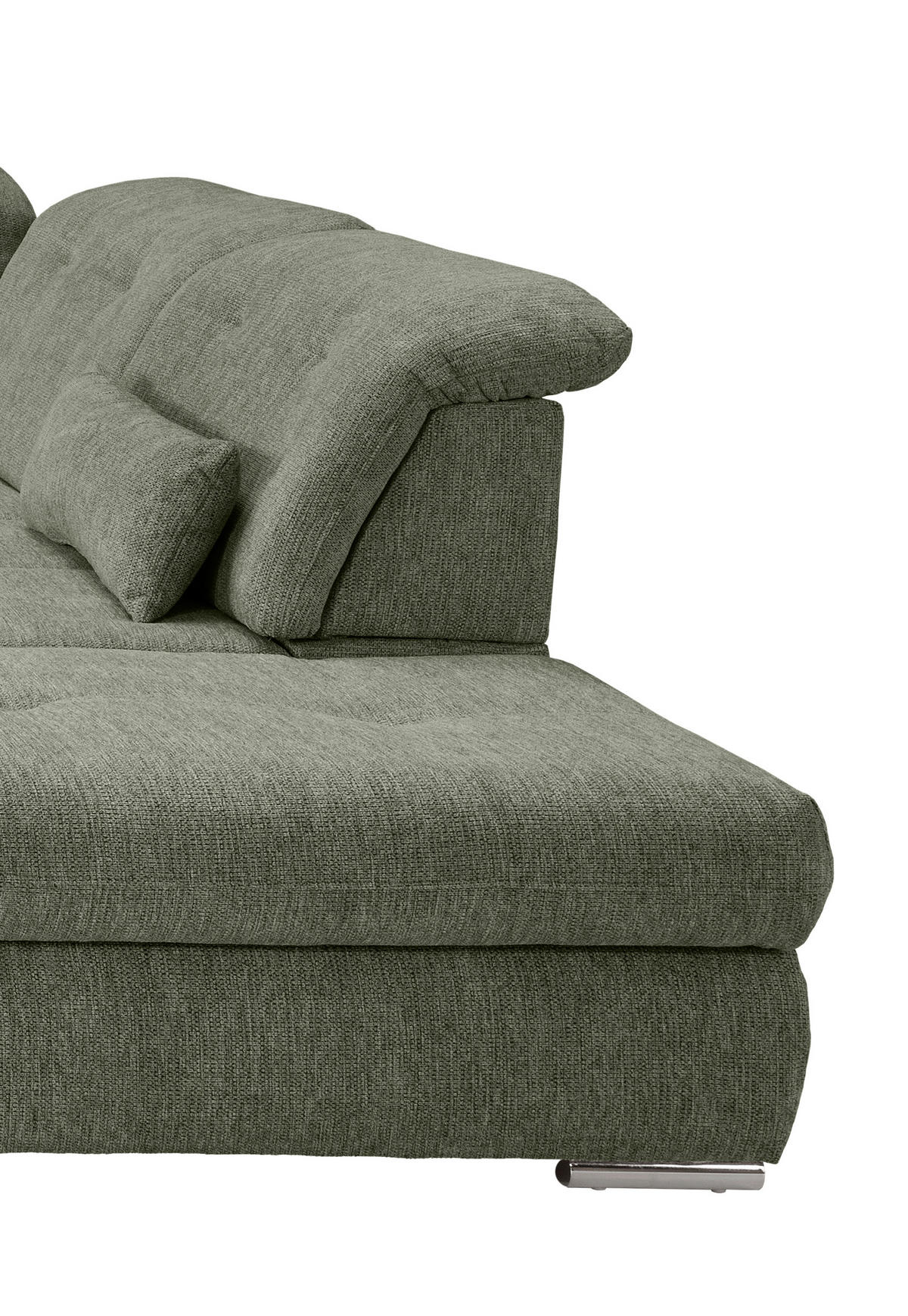 WOHNLANDSCHAFT Dunkelgrün Chenille  - Chromfarben/Dunkelgrün, Design, Textil/Metall (195/376/254cm) - Livetastic