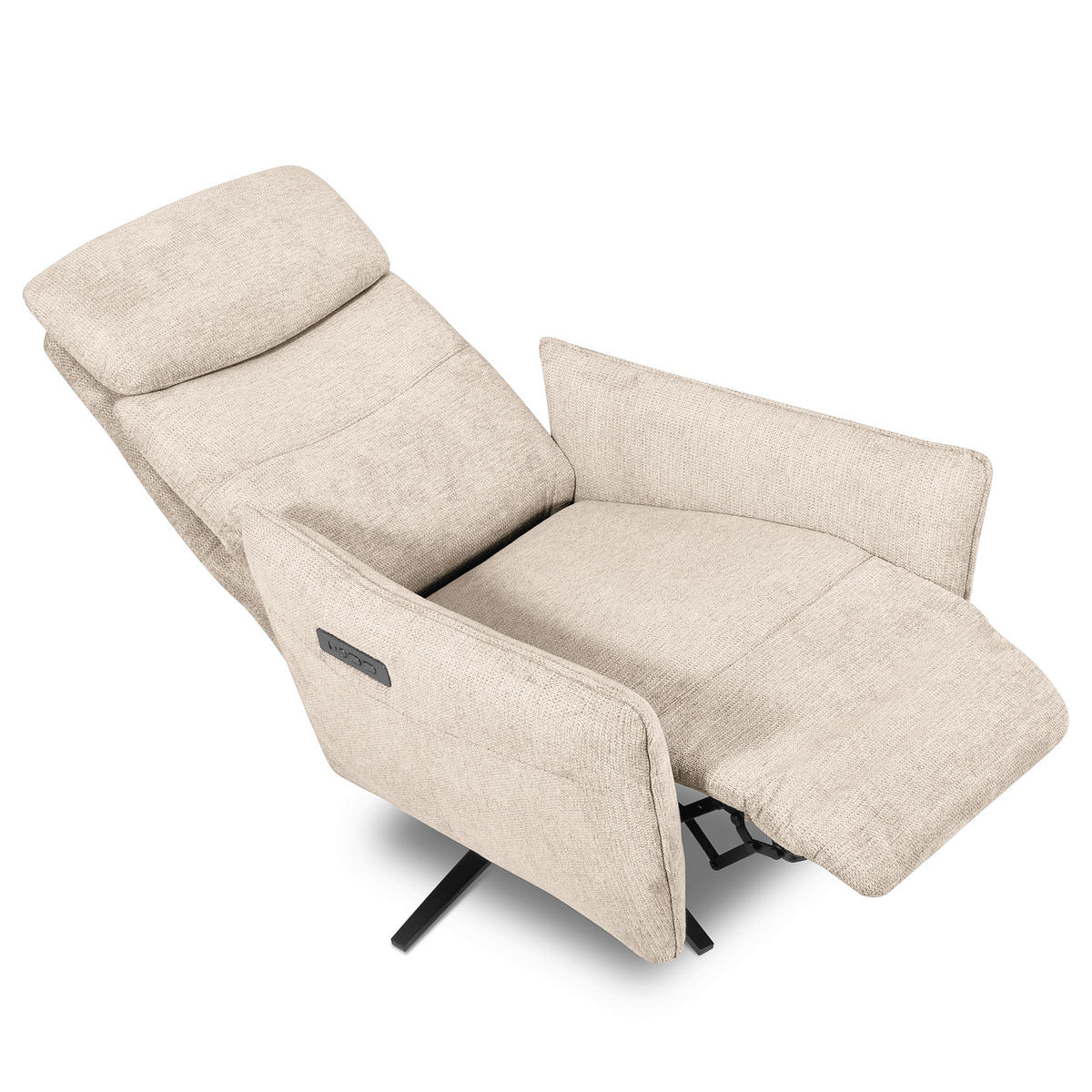 RELAXSESSEL in Textil Beige  - Beige/Schwarz, Design, Textil/Metall (77/107/88cm) - Livetastic