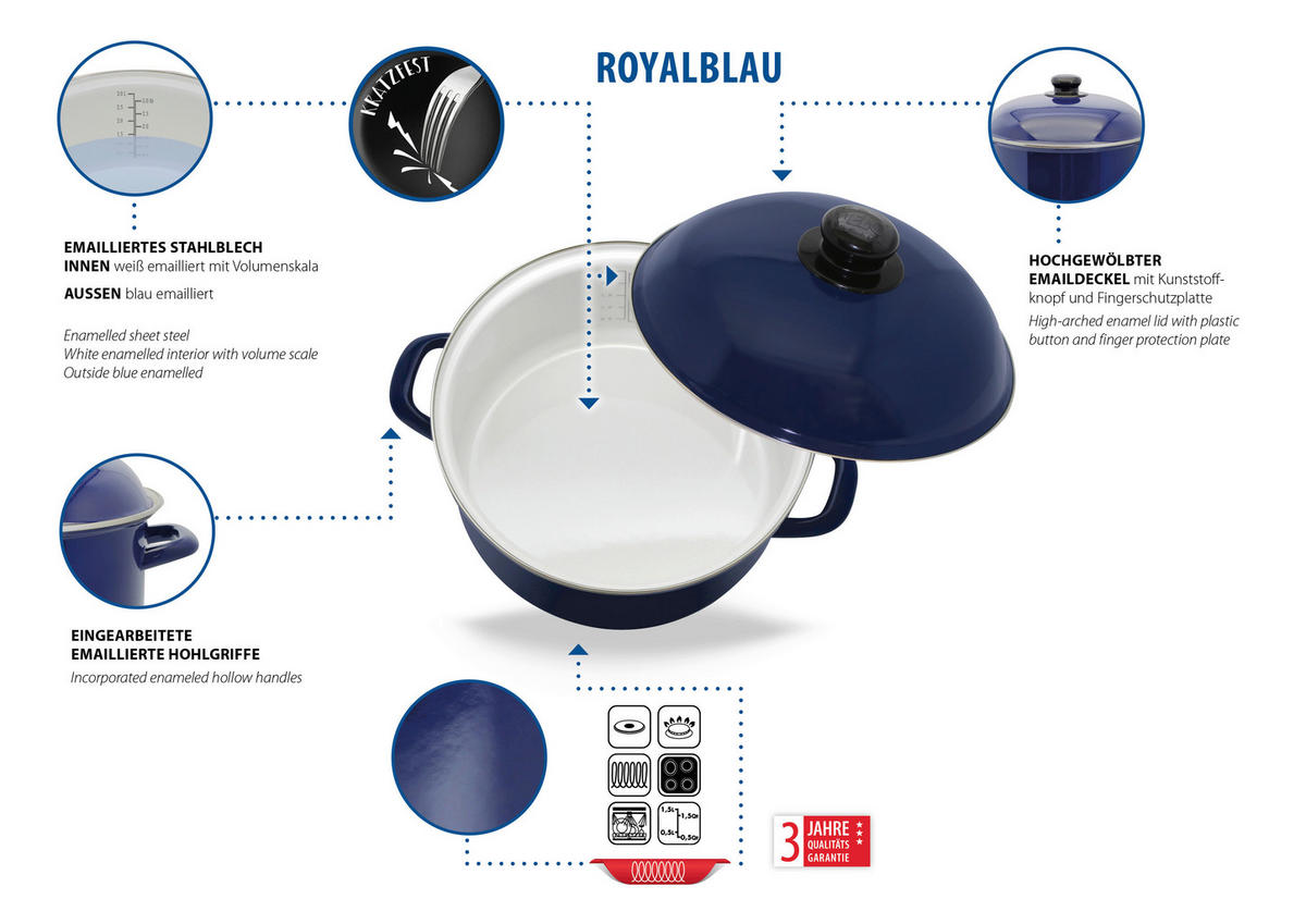 FLEISCHTOPF Royal Blau 6 L  - Blau, Basics, Metall (24cm) - ELO