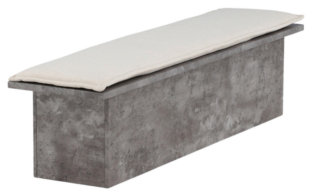 SITZBANK 160/45/40 cm Textilgeflecht Grau, Weiß furniert  - Weiß/Grau, Design, Textil (160/45/40cm) - Livetastic