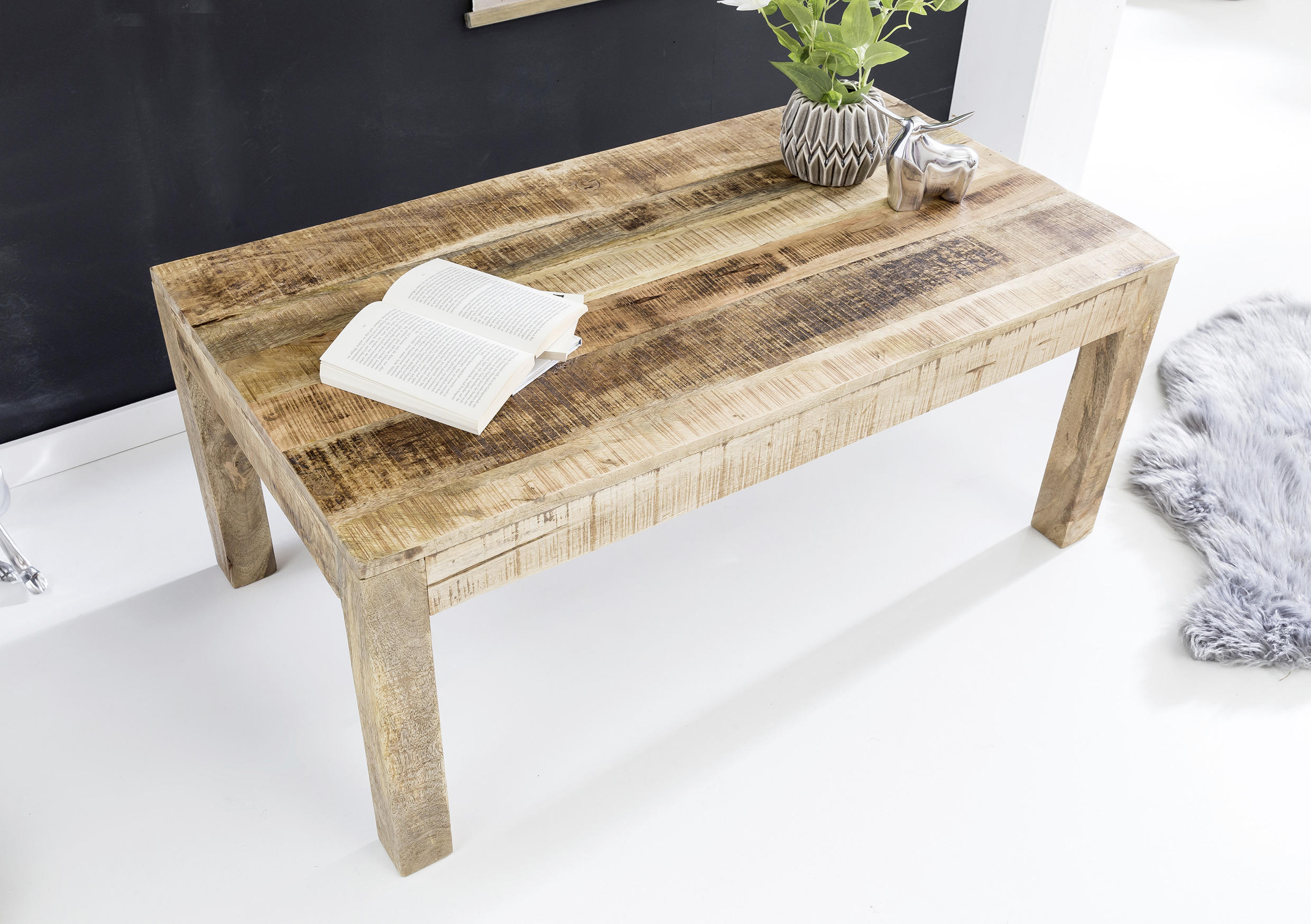 Thumbnail - Mid.you Couchtisch, Braun, Holz, Mangoholz, massiv, rechteckig, eckig, 60x47x110 cm, einfacher Aufbau, Wohnzimmer, Wohnz...