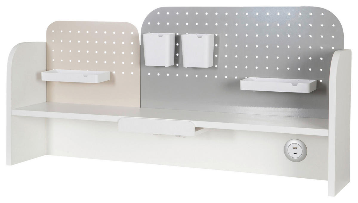 SCHREIBTISCHAUFSATZ  in Grau, Weiß, Kaschmir  - Kaschmir/Weiß, MODERN, Holzwerkstoff/Metall (102/50/25cm) - Roba