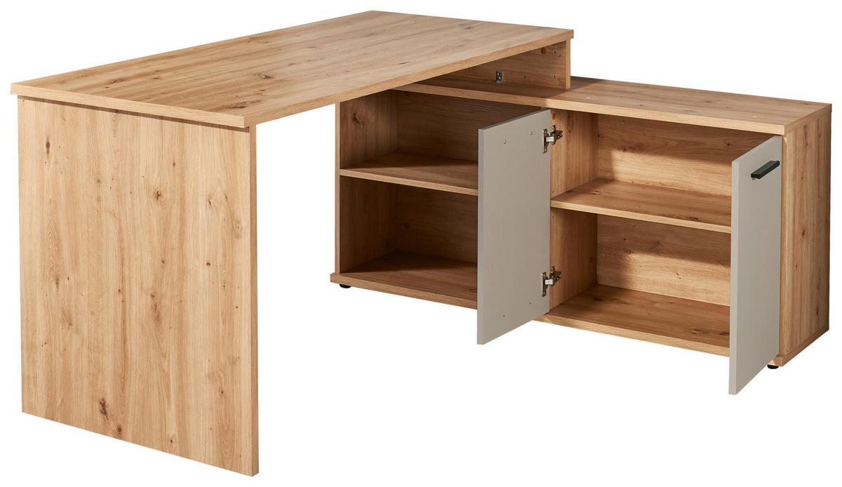 SCHREIBTISCHKOMBINATION Kaschmir, Eiche Artisan  - Kaschmir/Eiche Artisan, MODERN, Holzwerkstoff (161/74/130cm) - MID.YOU