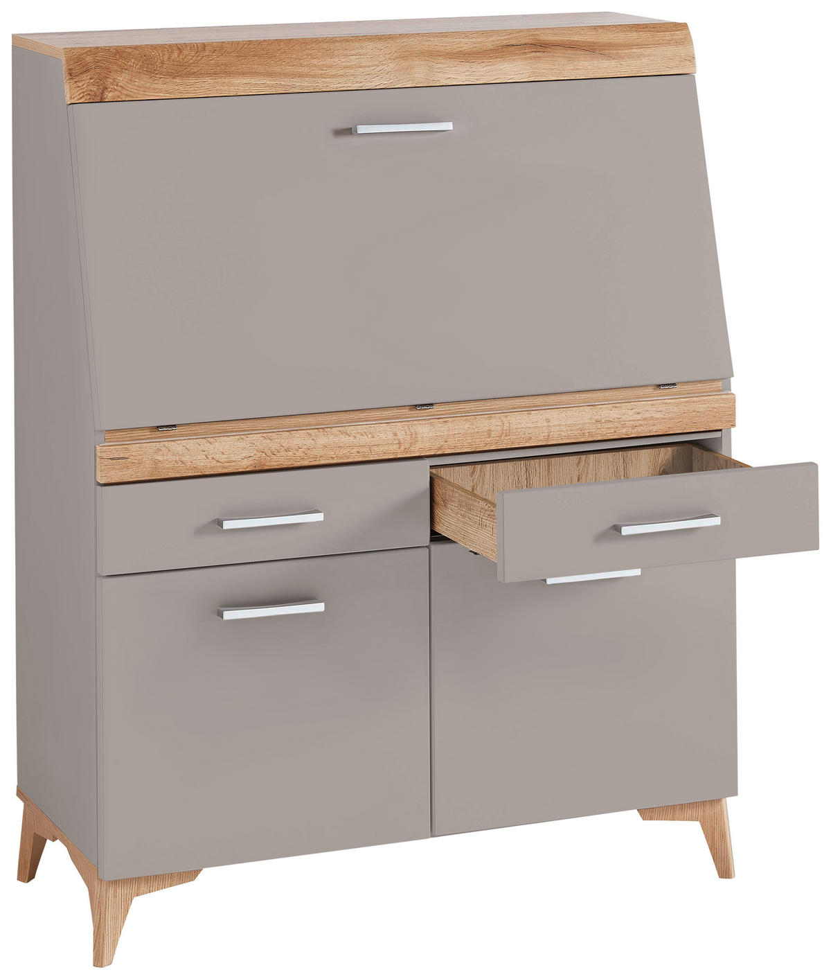 SEKRETÄR  Kabeldurchlass, Stauraum  - Eichefarben/Alufarben, LIFESTYLE, Holzwerkstoff/Kunststoff (98/124/39,6cm) - Carryhome