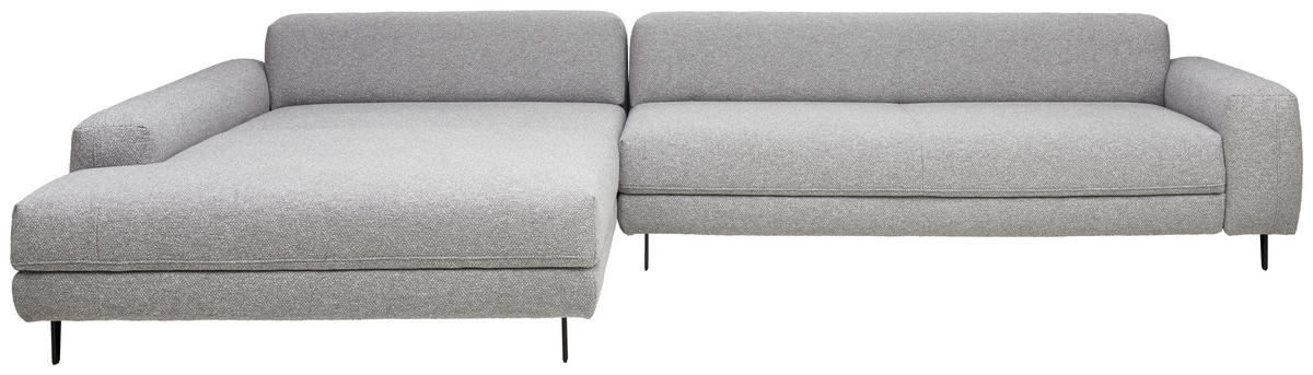 ECKSOFA  in Flachgewebe Hellgrau  225/355 cm  - Anthrazit/Hellgrau, Design, Textil/Metall (225/355cm) - Johann Jakob