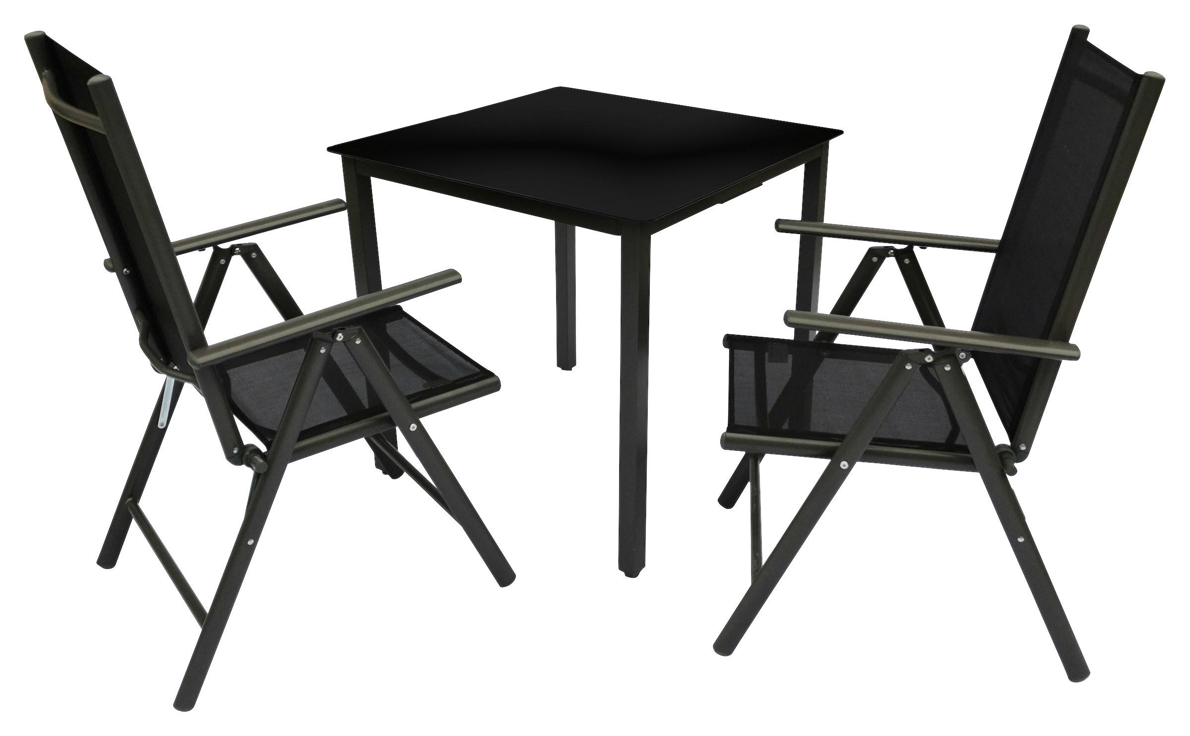 GARTENGARNITUR  - Anthrazit/Schwarz, Basics, Glas/Metall (80/73/80cm) - Gardenson