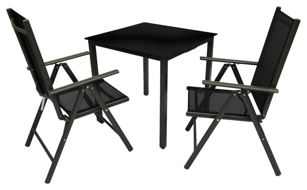 GARTENGARNITUR  - Anthrazit/Schwarz, Basics, Glas/Metall (80/73/80cm) - Gardenson