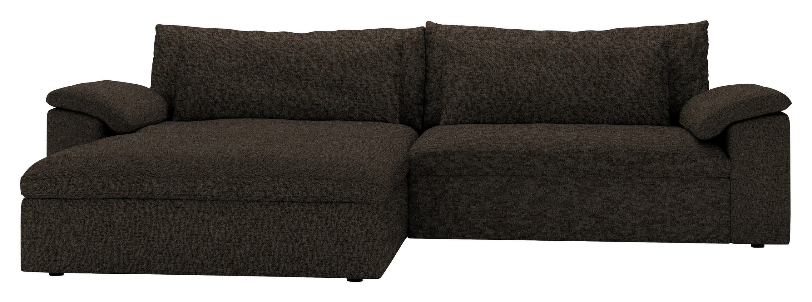 ECKSOFA Flachgewebe Schwarzbraun  - Schwarzbraun/Schwarz, Modern, Kunststoff/Textil (198/306cm) - Carryhome