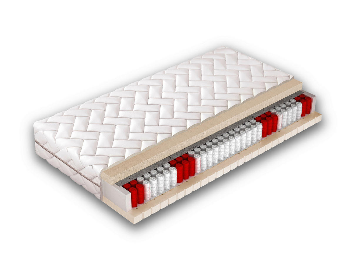 TASCHENFEDERKERNMATRATZE 80/200 cm Höhe ca. 20 cm 7 -Zonen - Weiß, Basics, Textil (80/200cm) - Xora
