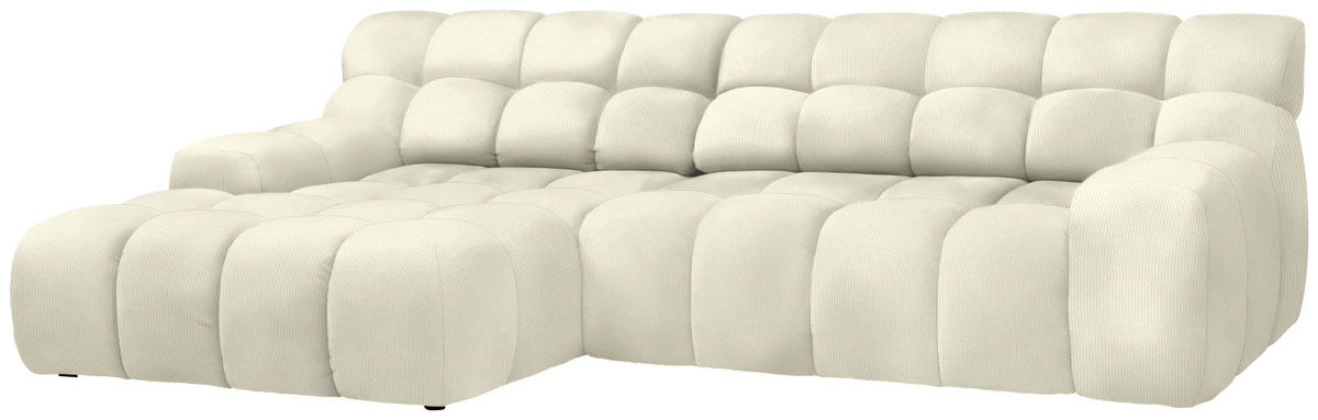ECKSOFA in Webstoff Weiss  - Weiss/Schwarz, Modern, Kunststoff/Textil (180/297cm) - Welnova