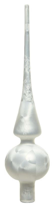 KARÁCSONYFACSÚCSDÍSZ - fehér, Basics, üveg (6/6/26cm)