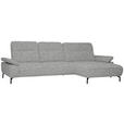 ECKSOFA in Chenille, Flachgewebe Hellgrau  - Hellgrau/Schwarz, Design, Textil/Metall (318/165cm) - Xora