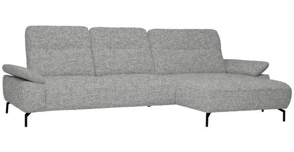 ECKSOFA in Chenille, Flachgewebe Hellgrau  - Hellgrau/Schwarz, Design, Textil/Metall (318/165cm) - Xora