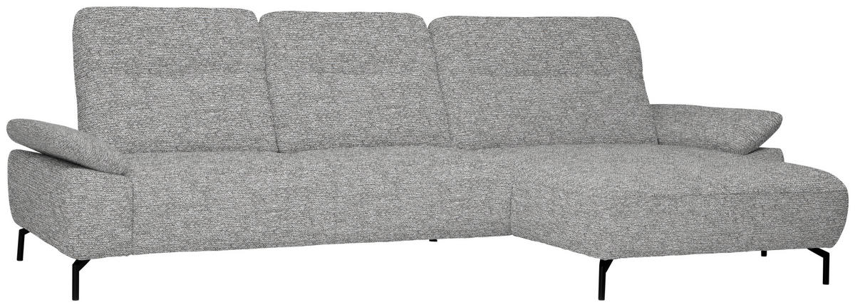 ECKSOFA in Chenille, Flachgewebe Hellgrau  - Hellgrau/Schwarz, Design, Textil/Metall (318/165cm) - Xora