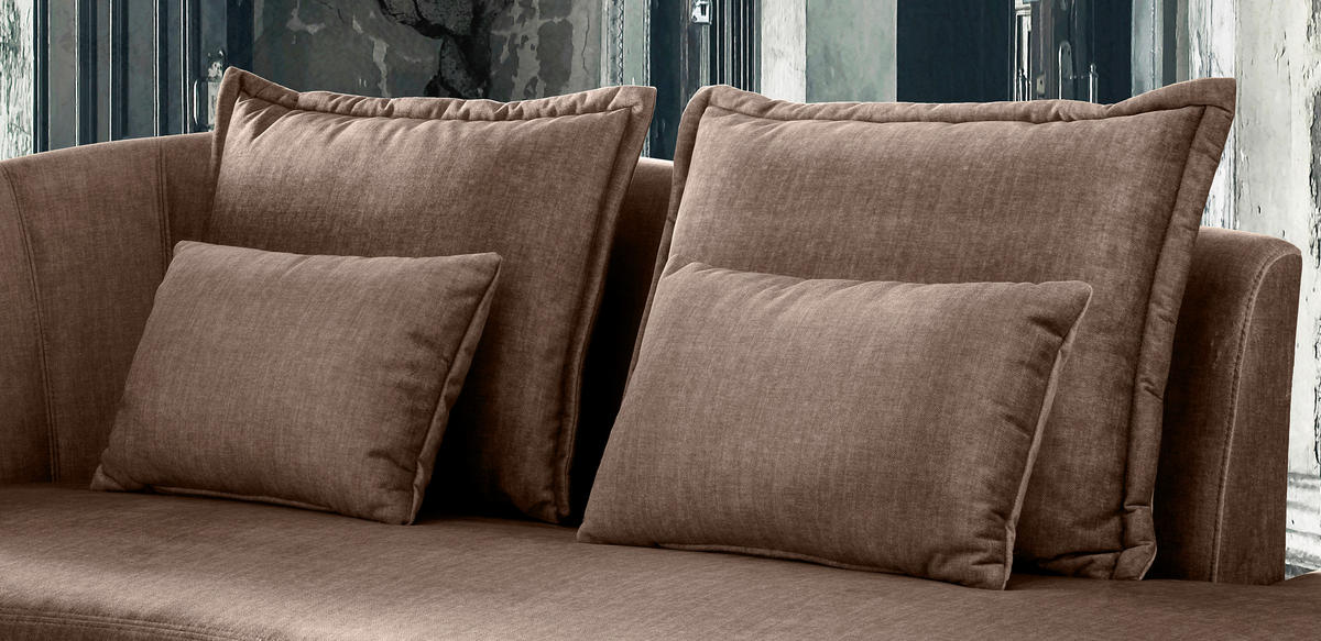 OTTOMANE in Velours Hellbraun  - Hellbraun/Schwarz, Modern, Textil/Metall (211/85/101cm) - Livetastic