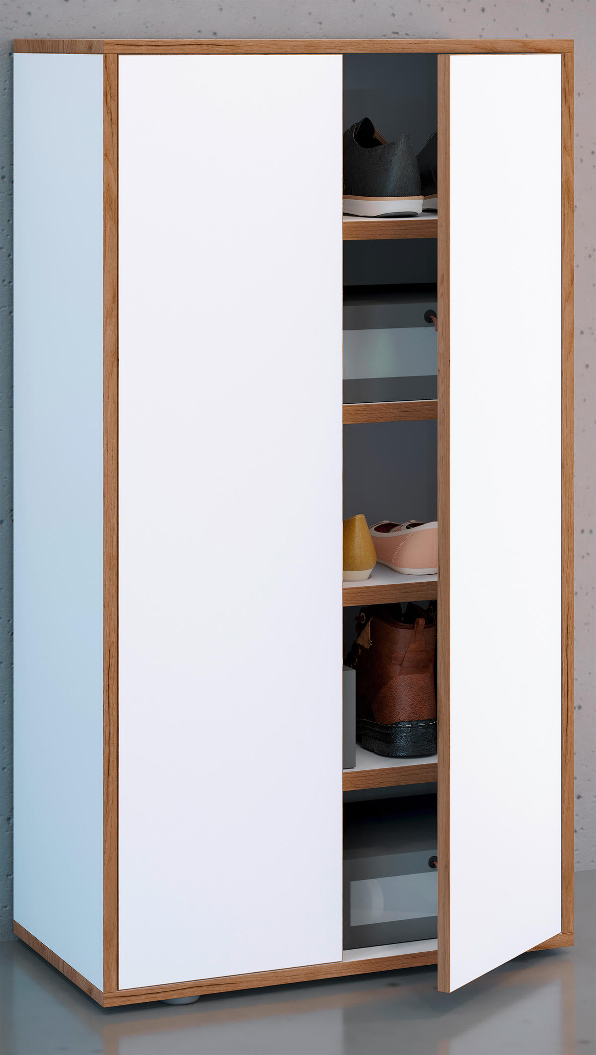 SCHUHSCHRANK  in 60/110/33 cm  - Honigeiche/Weiss, Design, Holzwerkstoff/Kunststoff (60/110/33cm) - MID.YOU