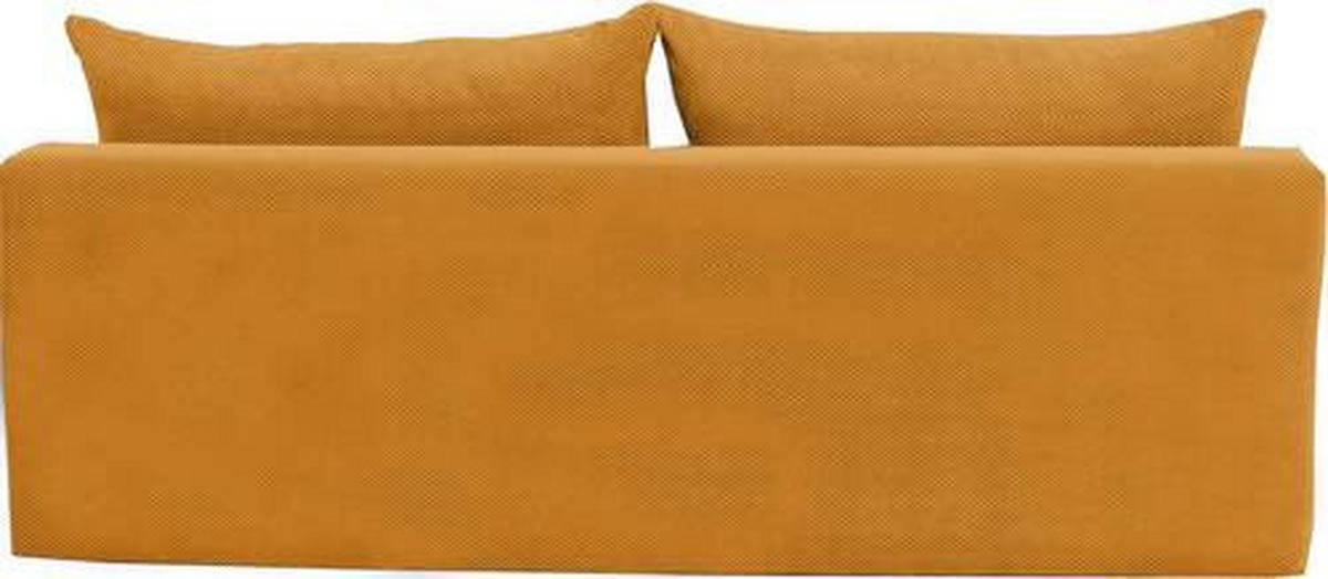 SCHLAFSOFA Simon Webstoff, Plüsch Orange  inkl. Rückenkissen, Bettkasten, Schlaffunktion, Rücken echt  - Schwarz/Orange, Design, Textil (213/89/105cm) - Novel