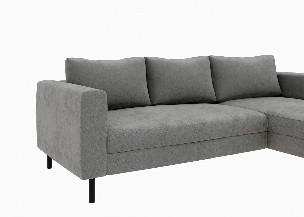 ECKSCHLAFSOFA  mit Rücken echt, Armteil links, Armteil rechts Struktur Anthrazit  - Anthrazit/Schwarz, MODERN, Textil/Metall (232/161cm) - Trendmanufaktur