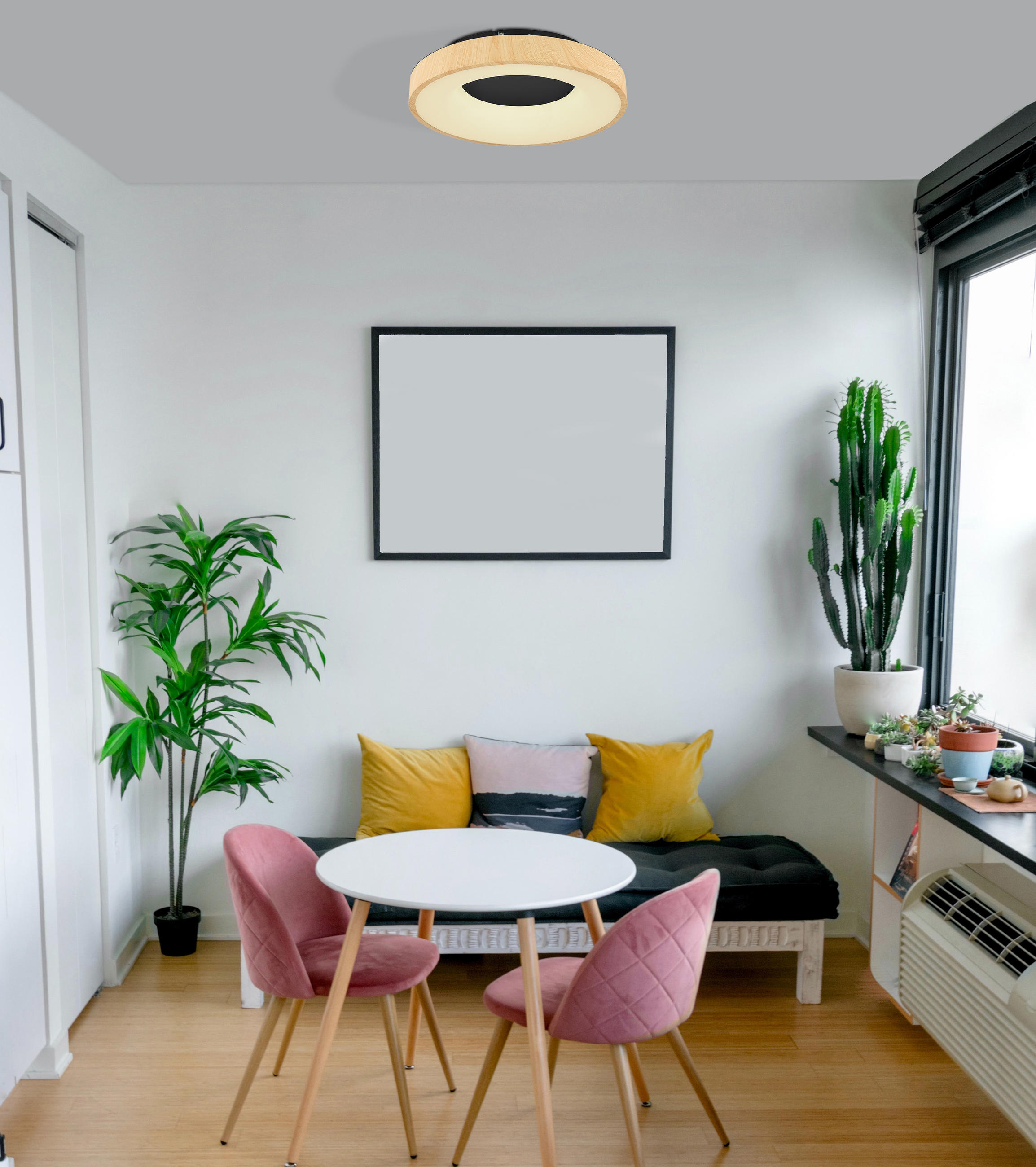 LED-DECKENLEUCHTE 30 W  40/10 cm    - Opal/Schwarz, Natur, Kunststoff/Metall (40/10cm) - Globo
