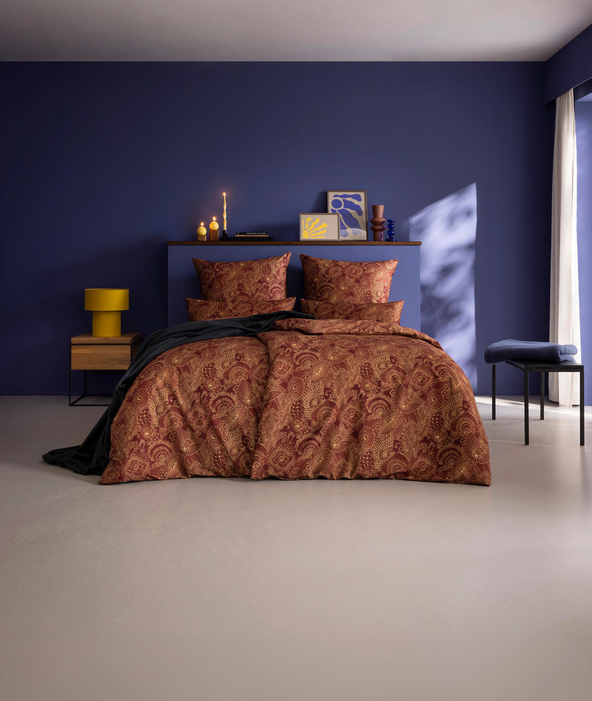 BETTWÄSCHE 3-teilig Atelier Makosatin 135/200 cm  - Bordeaux, Design, Textil (135/200cm) - Estella