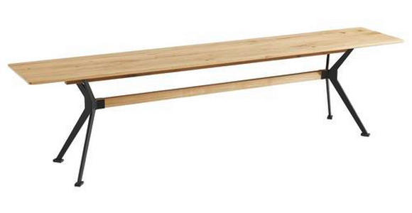 SITZBANK 180/45/35 cm  in Schwarz, Eichefarben  - Eichefarben/Schwarz, Natur, Holz/Metall (180/45/35cm) - Linea Natura