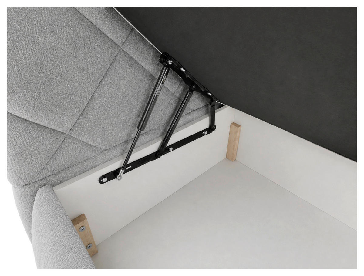 BOXBETT 180/200 cm,  in Silberfarben, gepolstertes Kopfteil, Bettkasten, Topper, Matratzen, H3 + H3 = fest  - Silberfarben/Schwarz, Design, Kunststoff/Textil (180/200cm) - Chameo