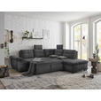 ECKSOFA Grau Mikrovelours  - Schwarz/Grau, KONVENTIONELL, Kunststoff/Textil (265/217cm) - Carryhome