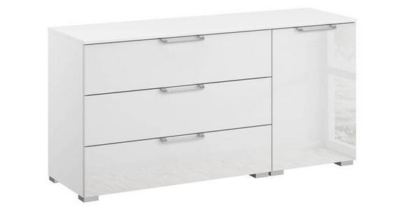 SIDEBOARD 120/61/42 cm in Klar, Weiß - Klar/Silberfarben, Design, Glas/Holzwerkstoff (120/61/42cm) - Novel