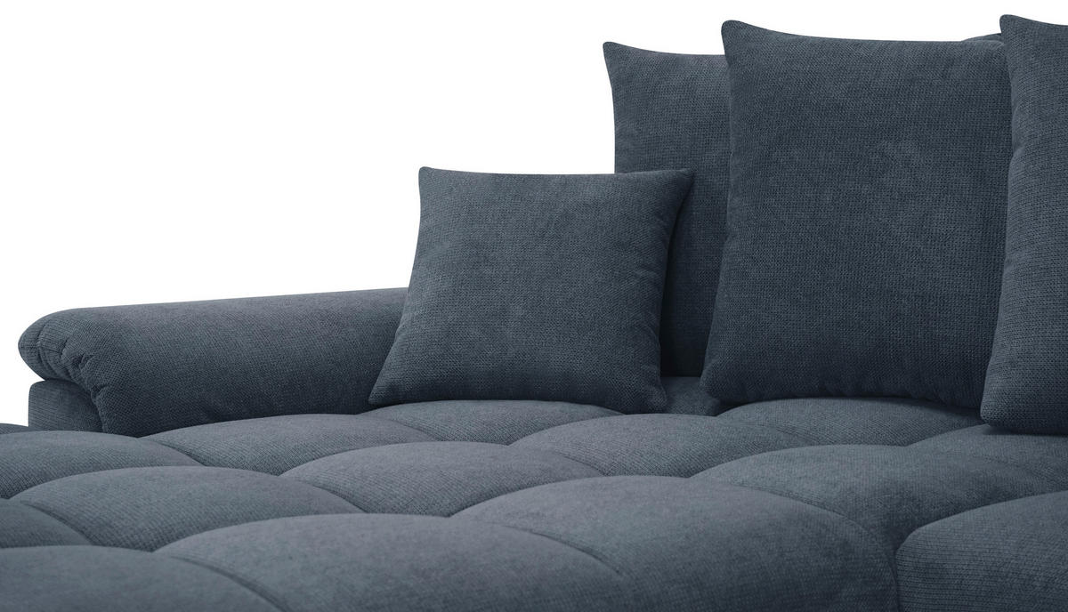 ECKSOFA in Flachgewebe, Mikrofaser Blau  - Blau/Chromfarben, Design, Kunststoff/Textil (198/312cm) - Livetastic