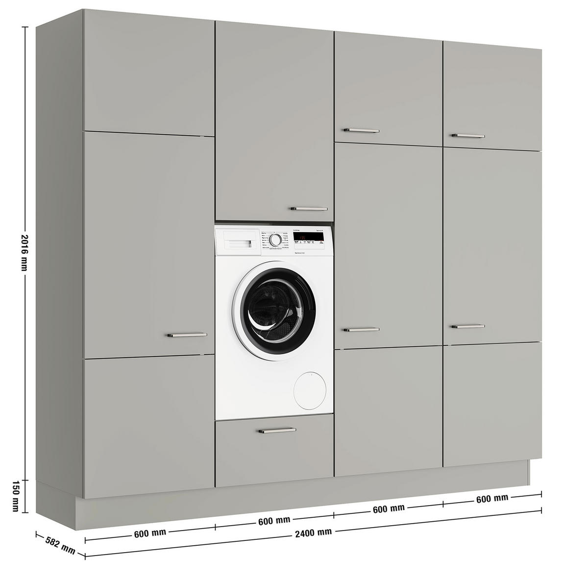 HAUSWIRTSCHAFTSRAUM 240/216,6/58,2 cm  in Grau  - Grau, MODERN, Holzwerkstoff (240/216,6/58,2cm) - Nobilia