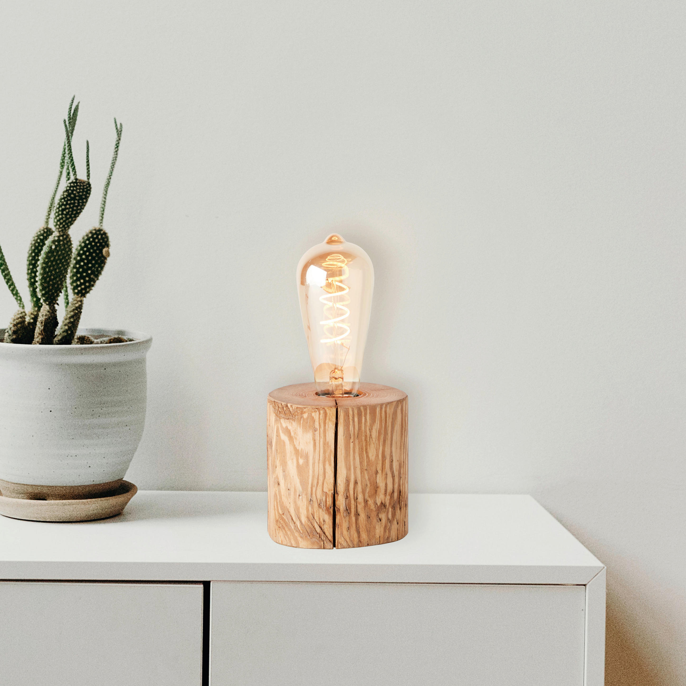 TISCHLEUCHTE - Kieferfarben, Natur, Holz (10/10cm) - Brilliant