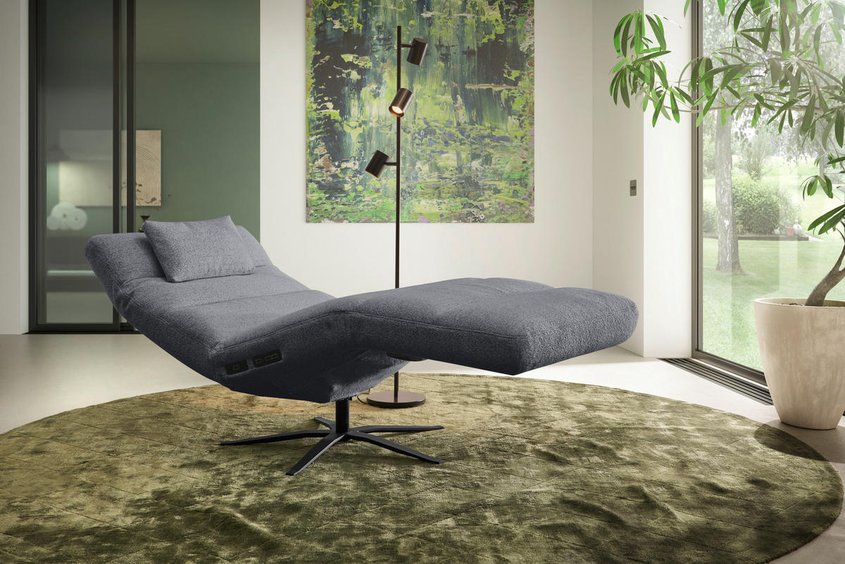 RELAXLIEGE inkl. Akku Flachgewebe Anthrazit  - Anthrazit/Schwarz, MODERN, Textil/Metall (82/53-115/156-206cm) - Pure Home Comfort