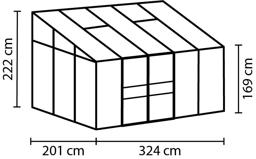 ANLEHN-GEWÄCHSHAUSBAUSATZ - Alufarben, Basics, Metall (324,3/220,8/201,4cm)