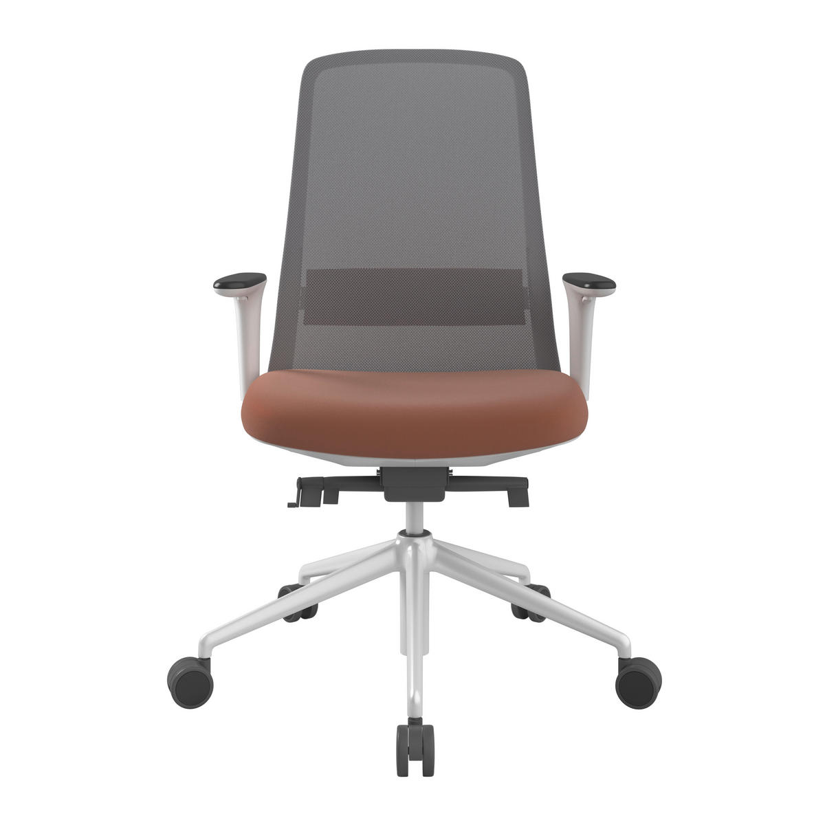 DREHSTUHL Braun, Grau, Weiß  - Braun/Weiß, MODERN, Leder/Kunststoff (70/103-115/70cm)