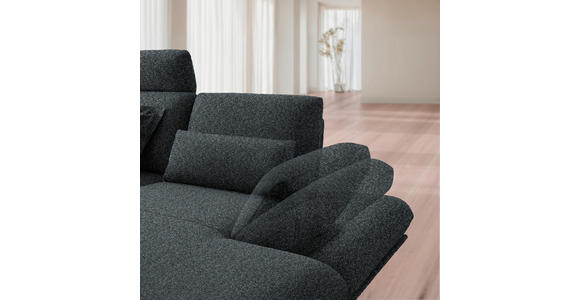 ECKSOFA  in Flachgewebe Anthrazit  234/155 cm  - Anthrazit/Schwarz, Design, Textil/Metall (234/155cm) - Dieter Knoll