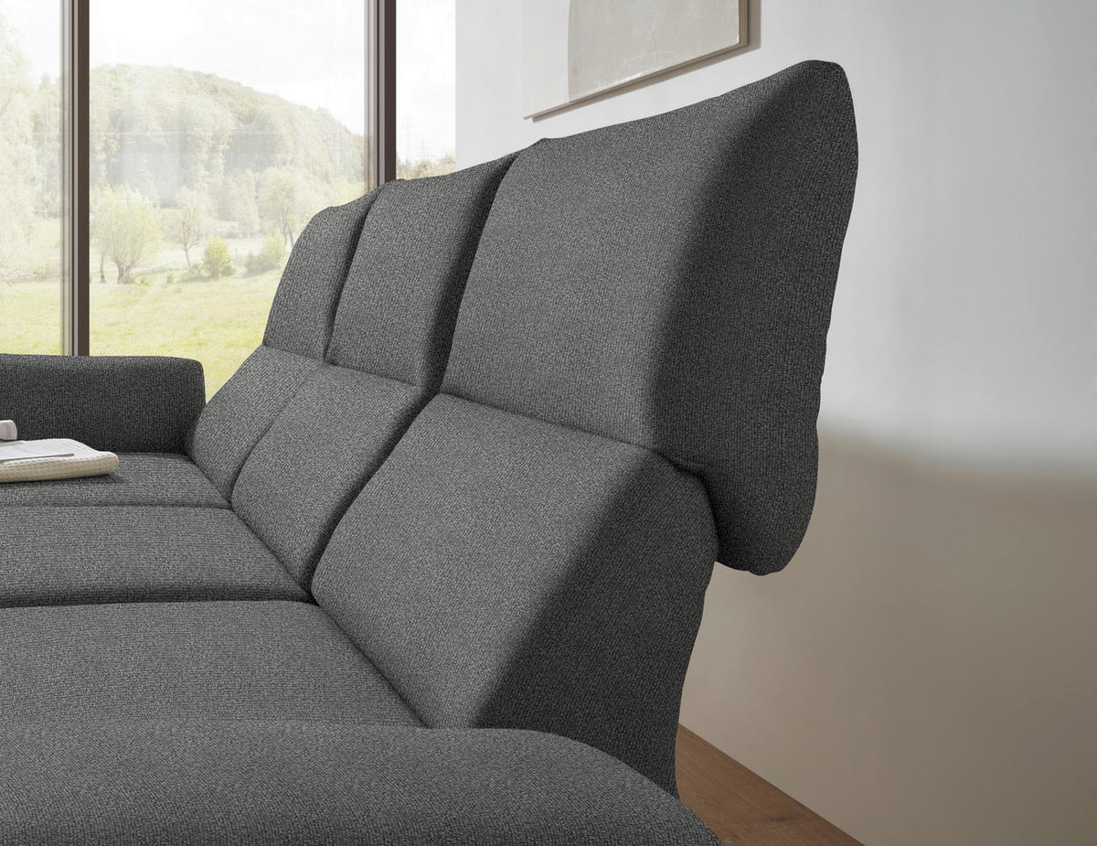 ECKSOFA  in Flachgewebe Dunkelgrau  175-224/255-365 cm  - Dunkelgrau/Schwarz, Design, Textil/Metall (175-224/255-365cm) - Dieter Knoll